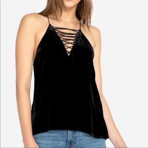 Johnny Was Velvet silk black top sz XS